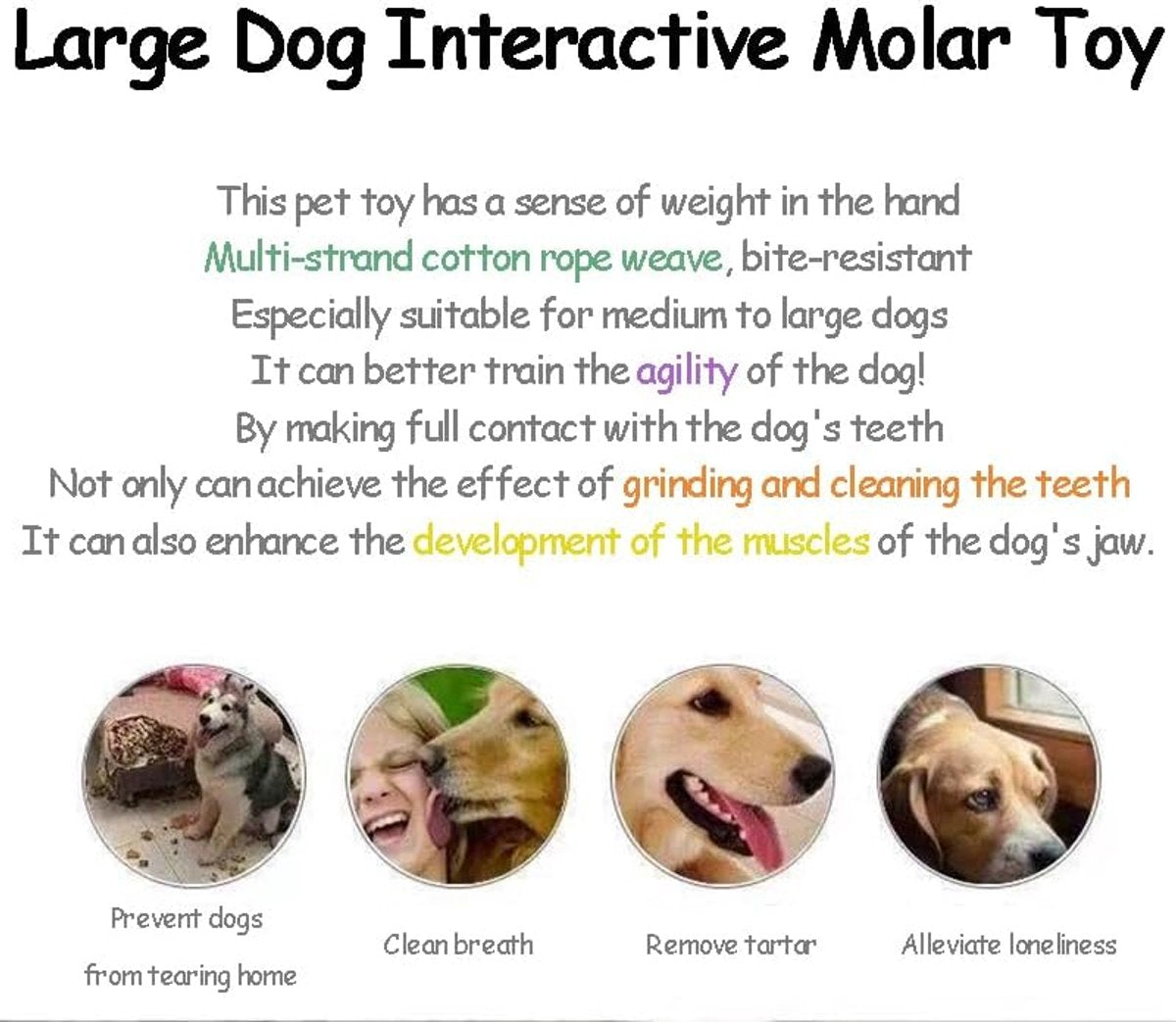 Dog toy - Cleans teeth - Knot & Carrot design - Durable braided cotton rope - Break-resistant chew toy - Suitable for puppies