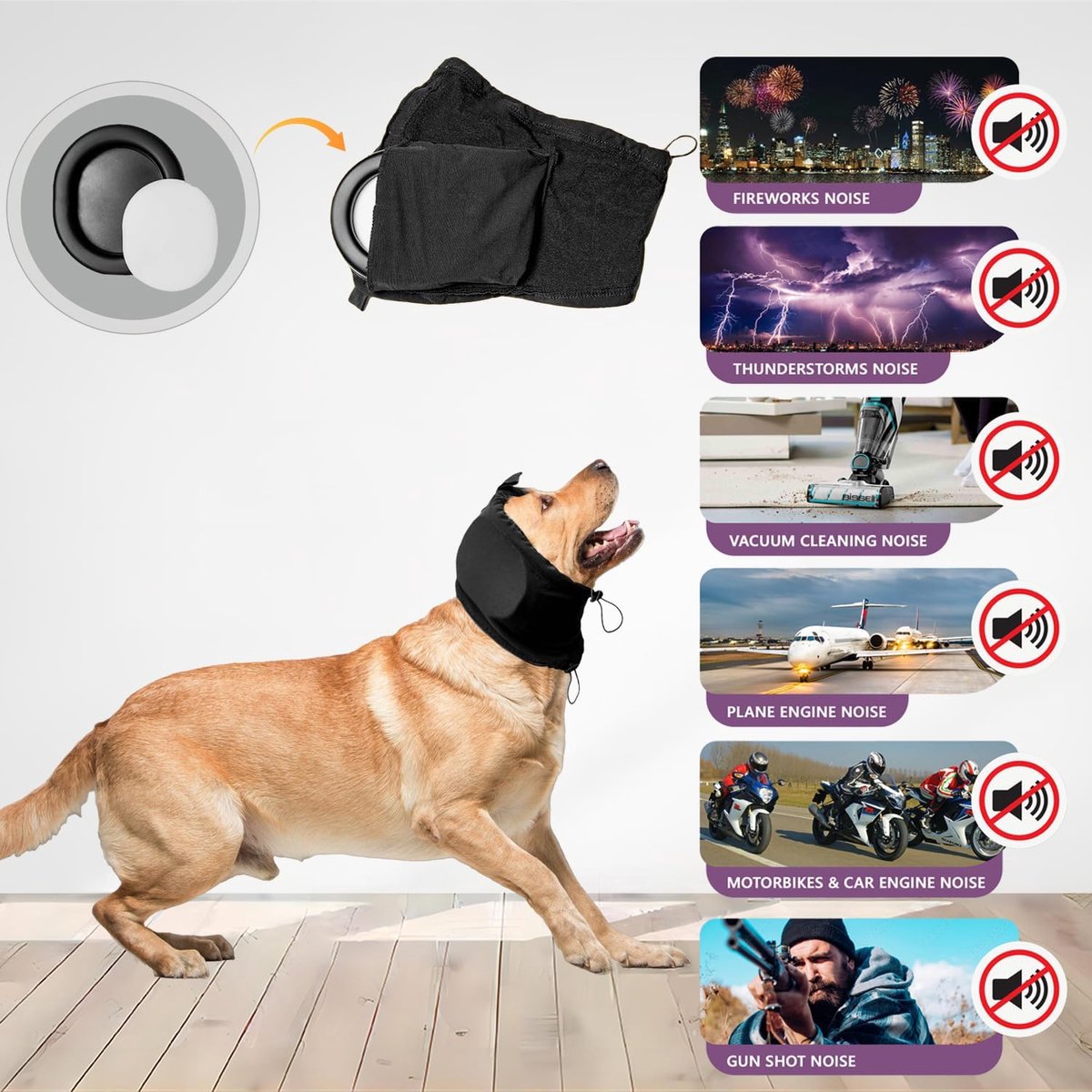 Noise-Reducing Ear Protectors for Dogs - Blue, XL