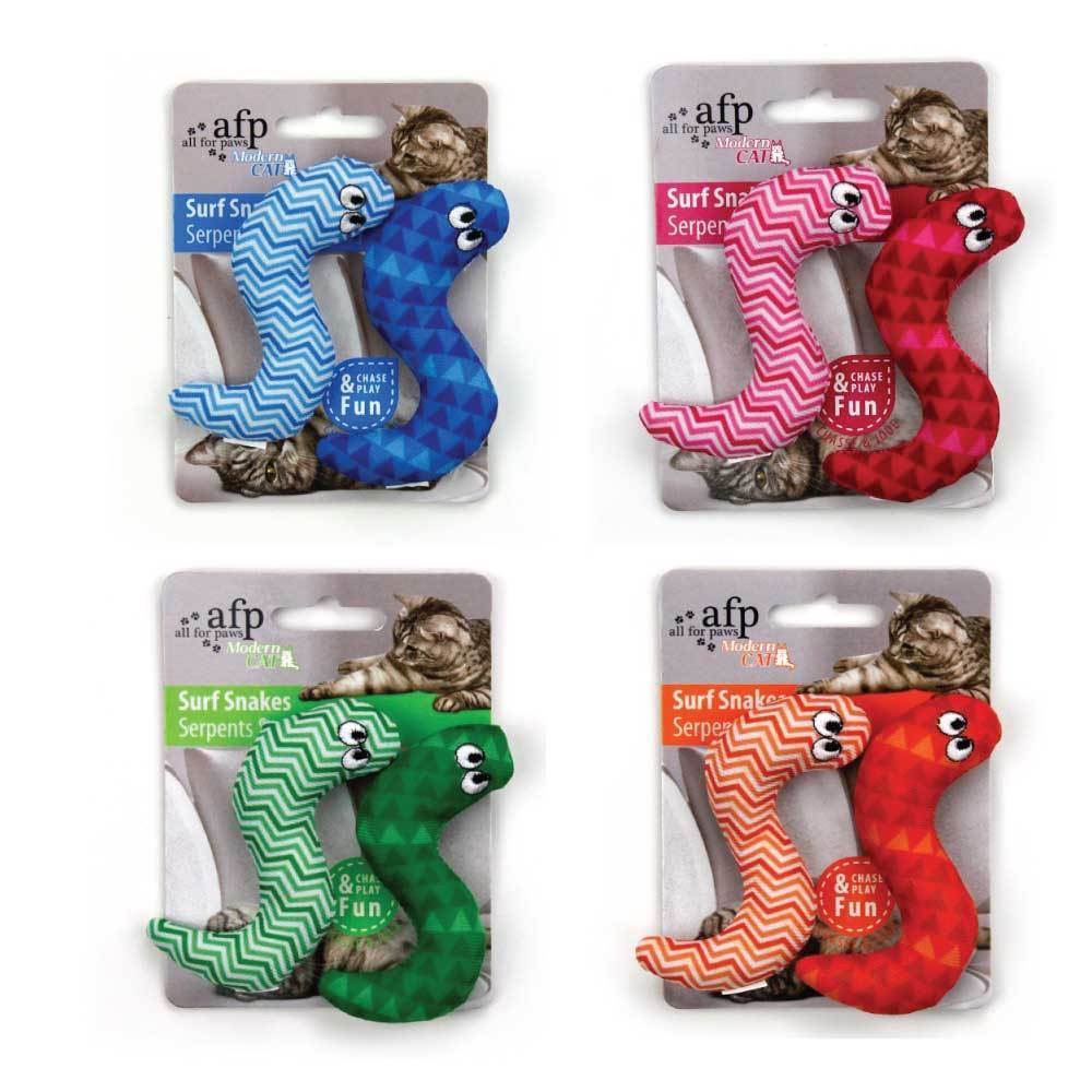 4x Pack Surf Snakes 9cm Catnip Cat and Kitten Crinkle Toy