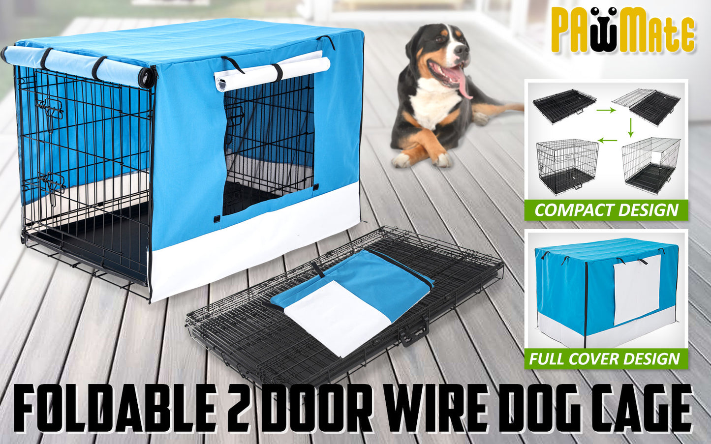 Dog Bundle - 1 Kennel, 1 tray, 1 blue cover & 1 Dog Potty training toilet, grass mat