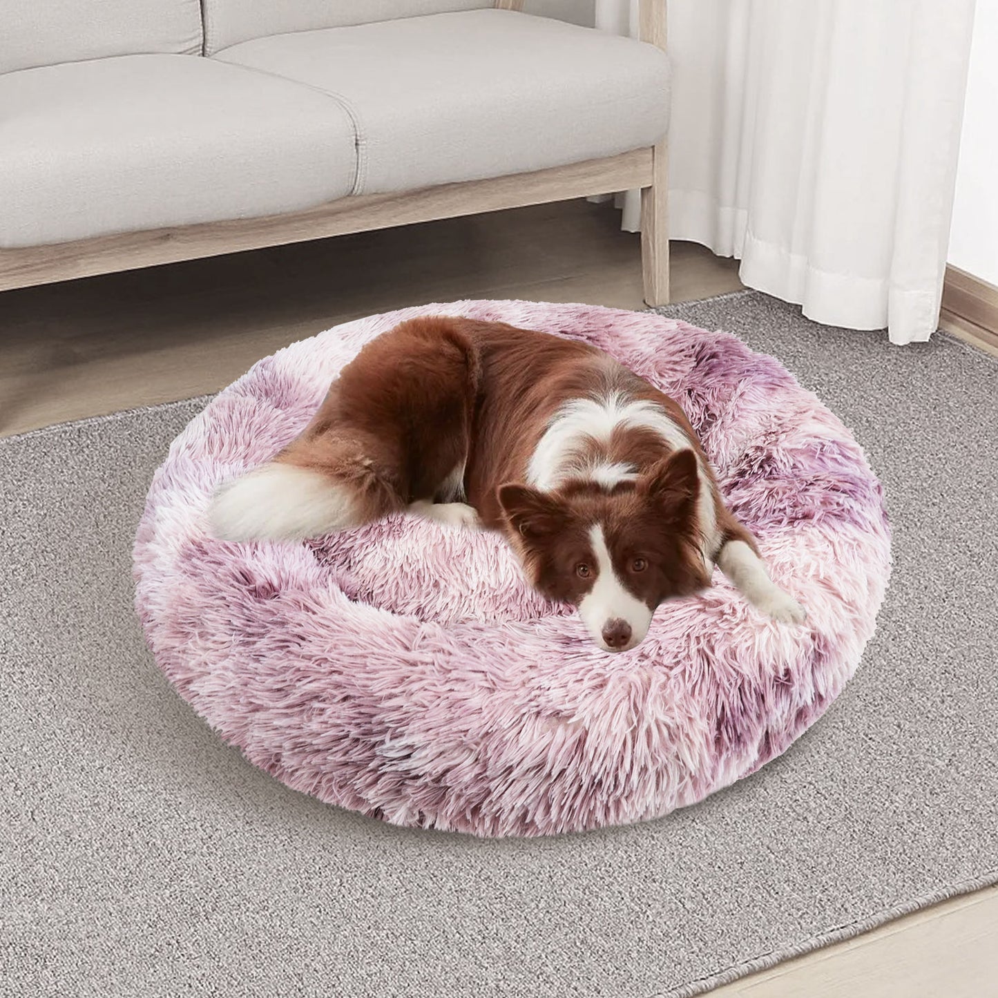 Pawfriends Dog/Cat Calming Beds, Large, Fluffy Donut, Plush 70