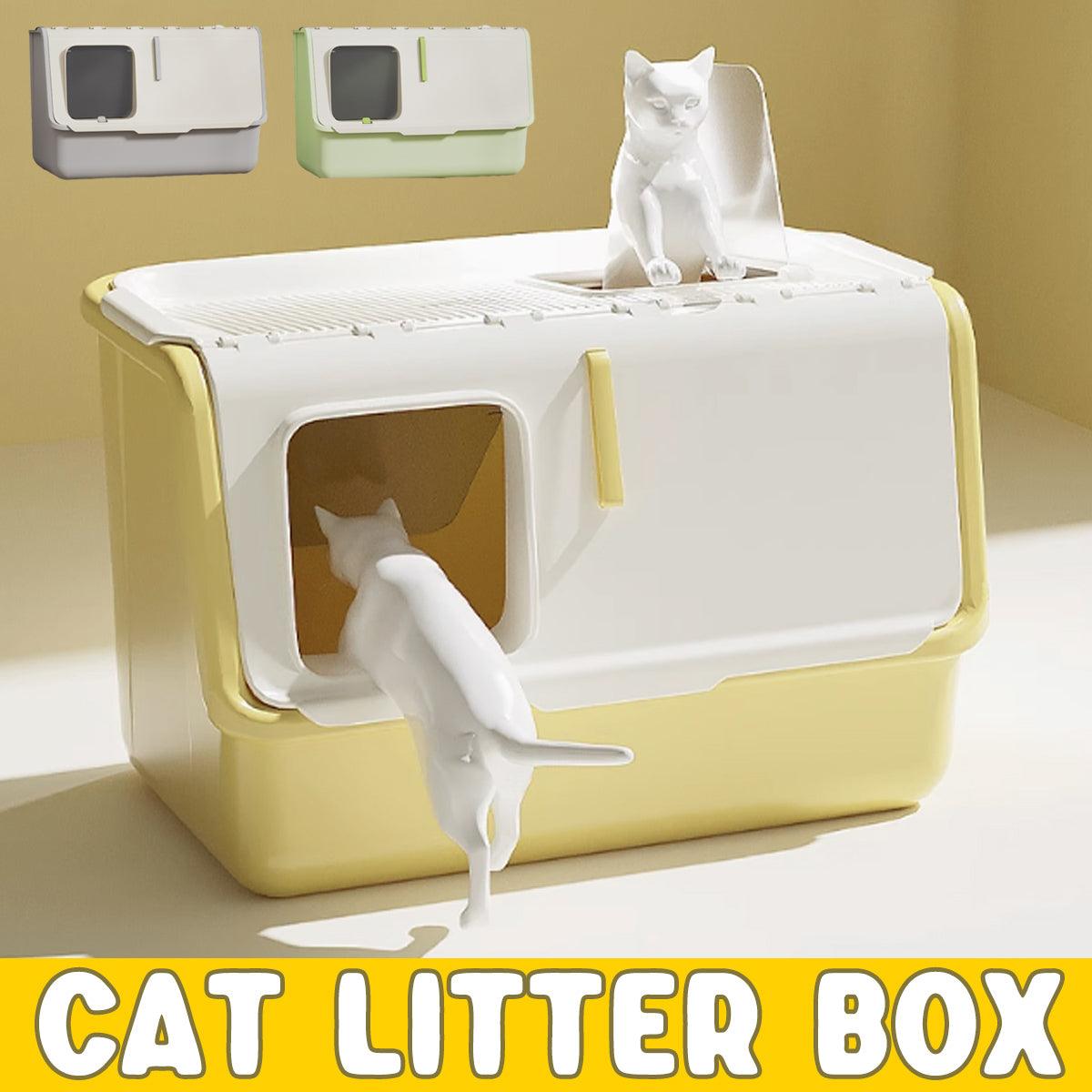 Large Fully Enclosed Cat Litter Box, Lid Odor Control - Yellow