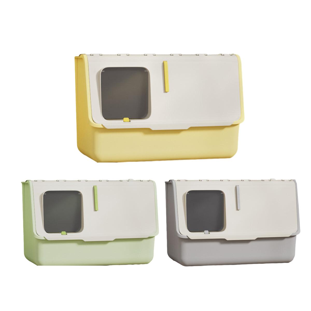 Large Fully Enclosed Cat Litter Box, Lid Odor Control - Yellow