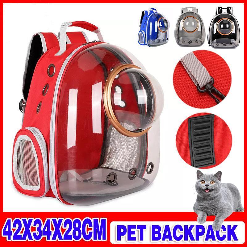 Travel Space Capsule Dog Cat Bag Breathable Outdoor Pet Backpack Carrier - Red