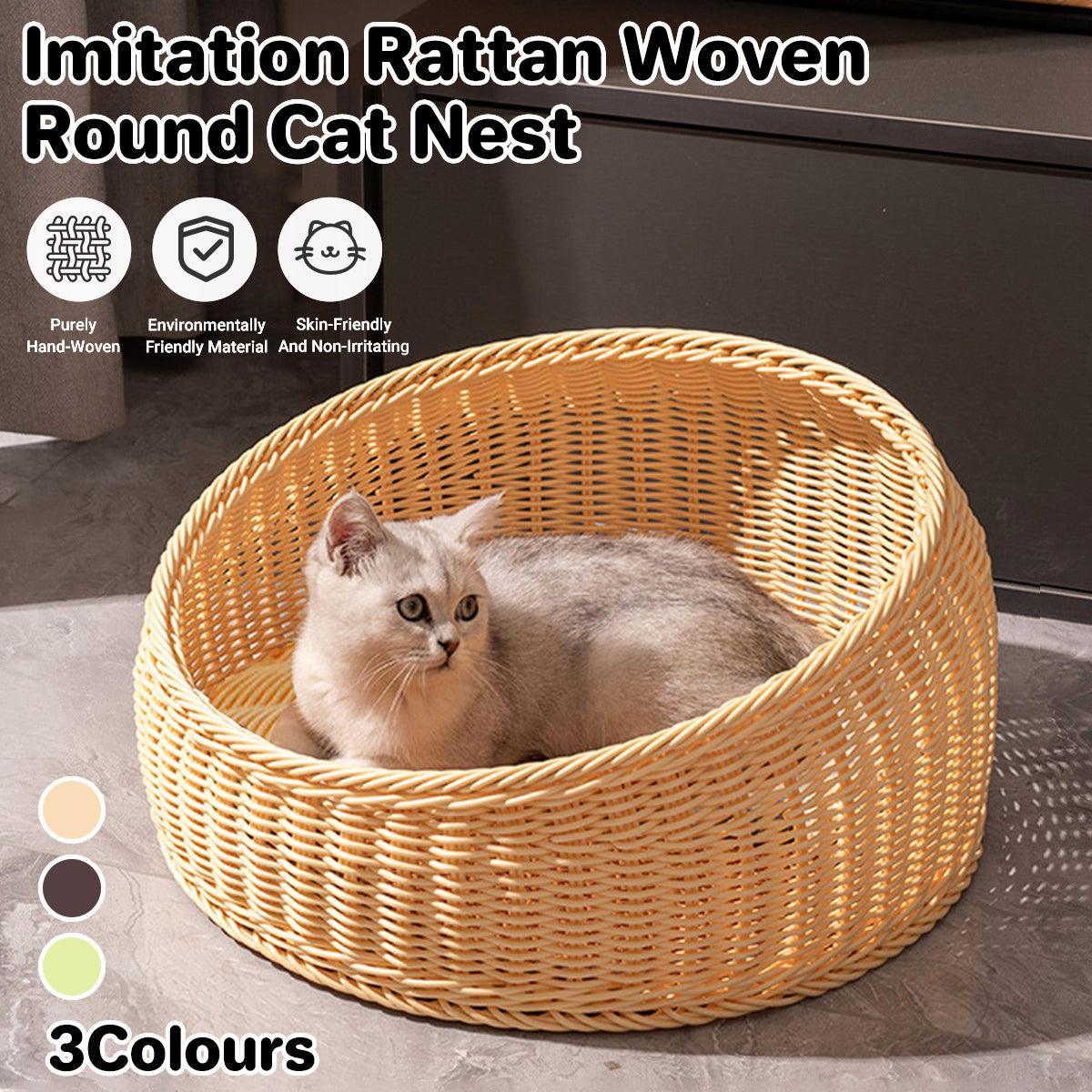Rattan Cat Nest, Four Seasons Open Cat House, Pet Supplies - Green