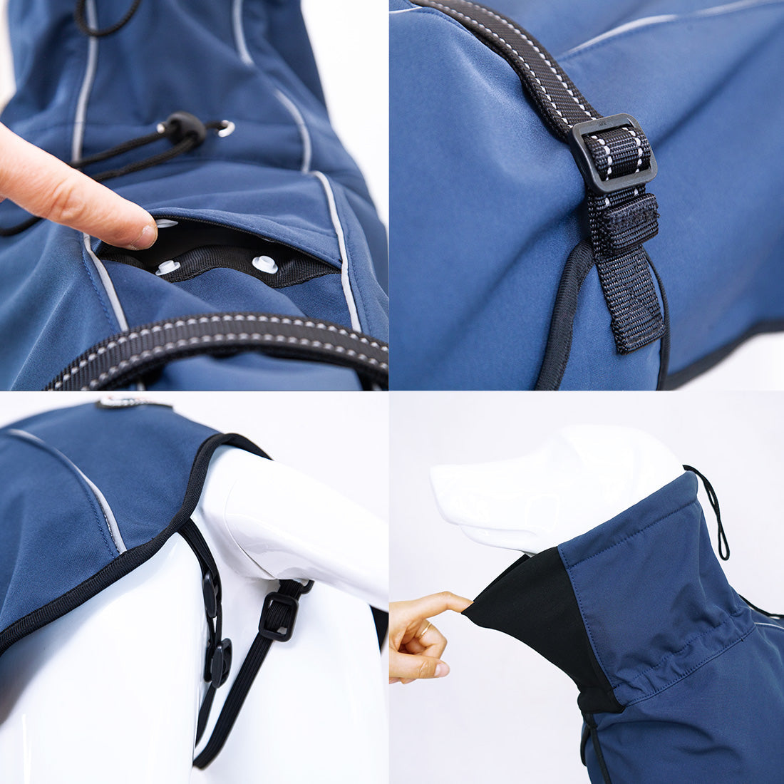 Pet Dog Raincoat Poncho Jacket, Waterproof Clothes with Harness Hole-S-Black