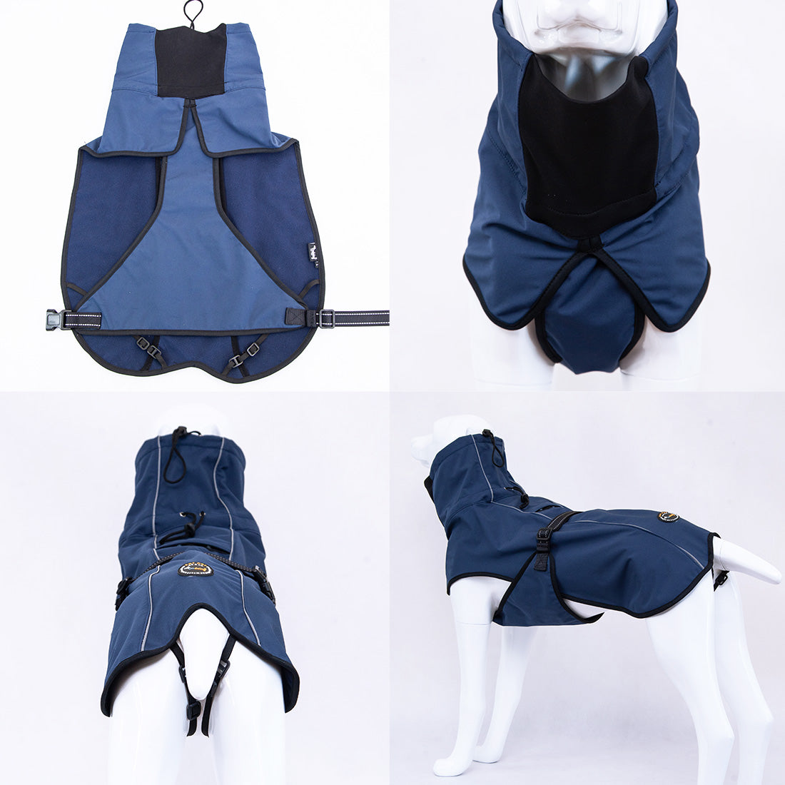 Pet Dog Raincoat Poncho Jacket, Waterproof Clothes with Harness Hole-S-Black
