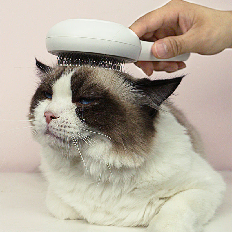Gentle Self-Cleaning Cat Grooming Brush, Ergonomic Handle