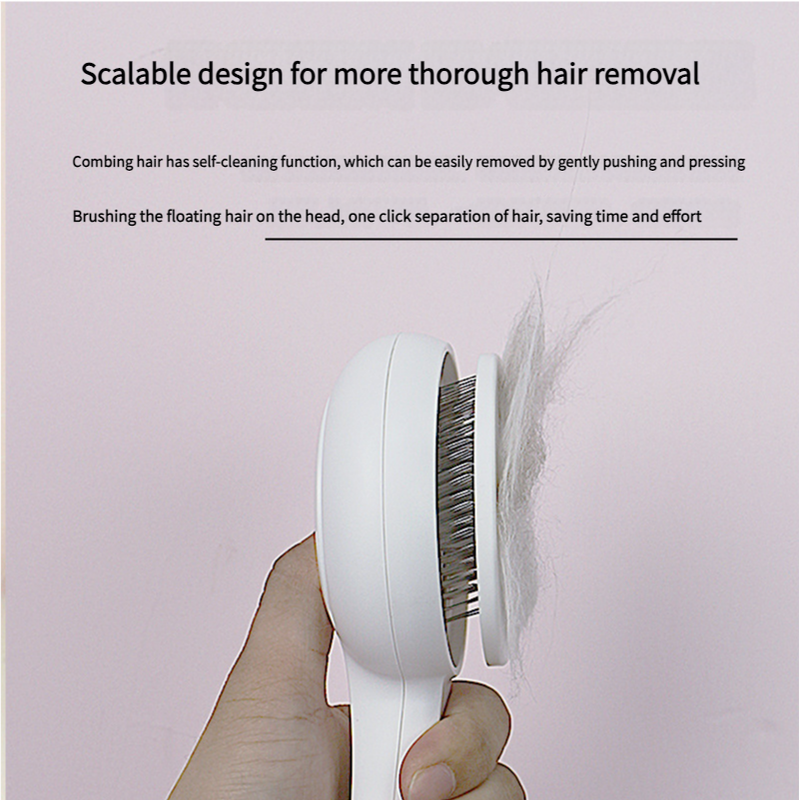 Gentle Self-Cleaning Cat Grooming Brush, Ergonomic Handle