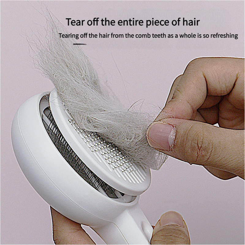 Gentle Self-Cleaning Cat Grooming Brush, Ergonomic Handle