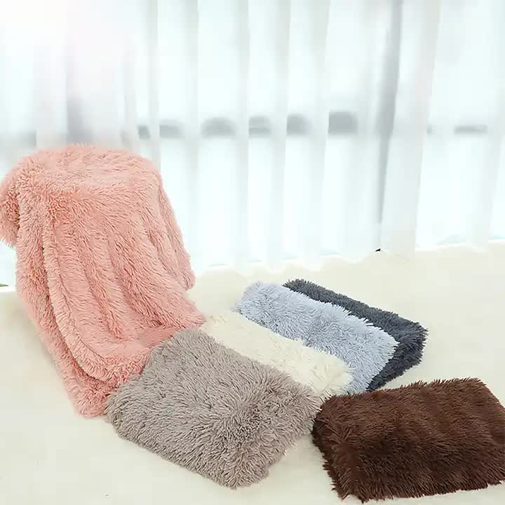 Fluffy Pet Blankets-Soft Faux Fur, Anti-Anxiety Cozy Throws, M 80*55cm Dark Grey