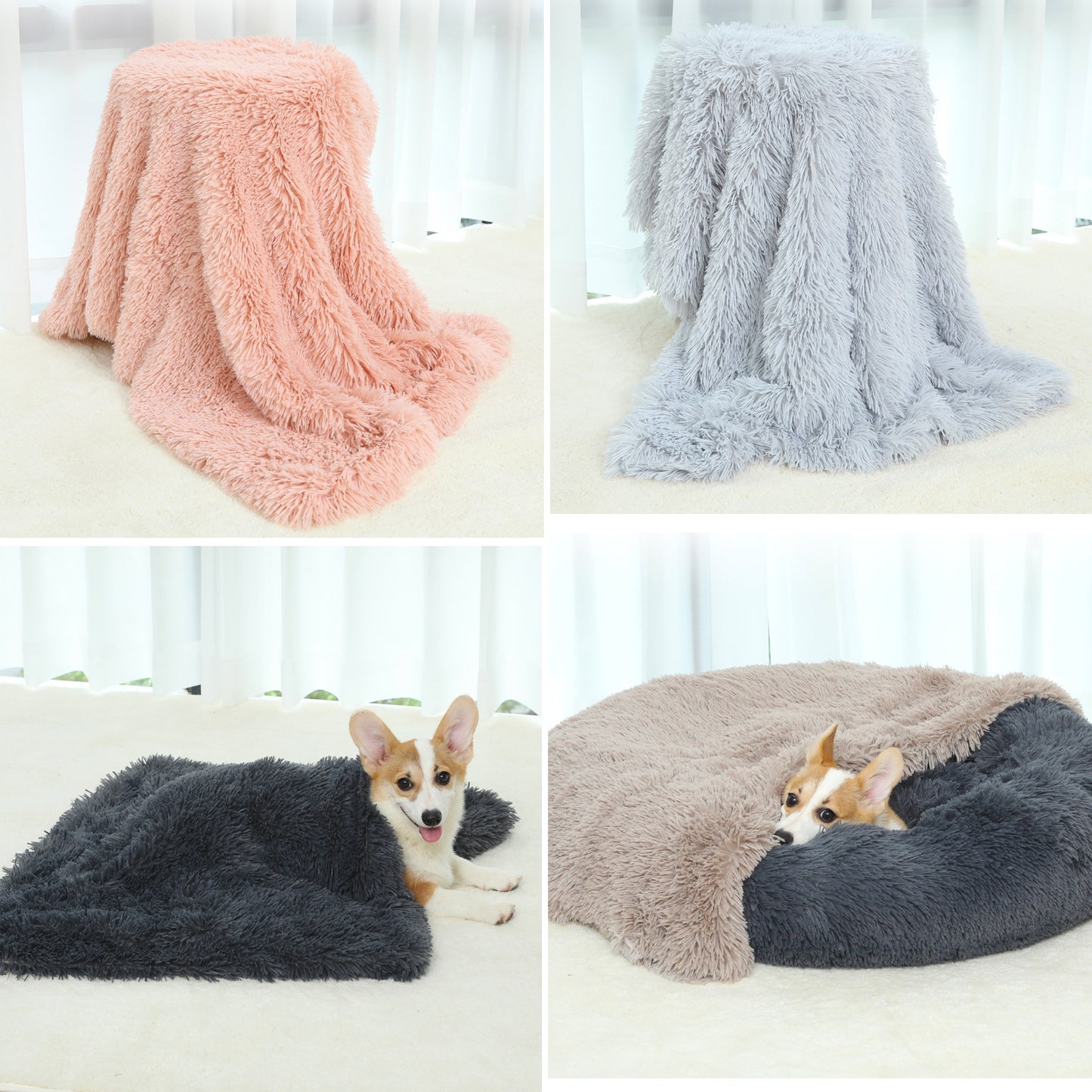 Fluffy Pet Blankets-Soft Faux Fur, Anti-Anxiety Cozy Throws, M 80*55cm Dark Grey