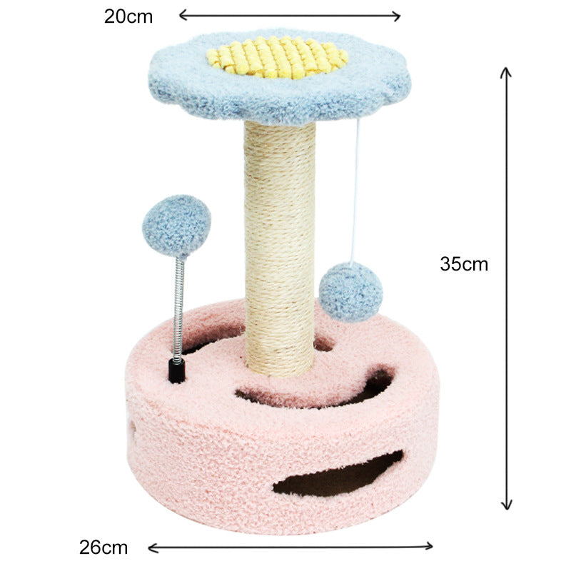 Pink-blue Interactive Cat Scratching Post with Playful Ball Toys