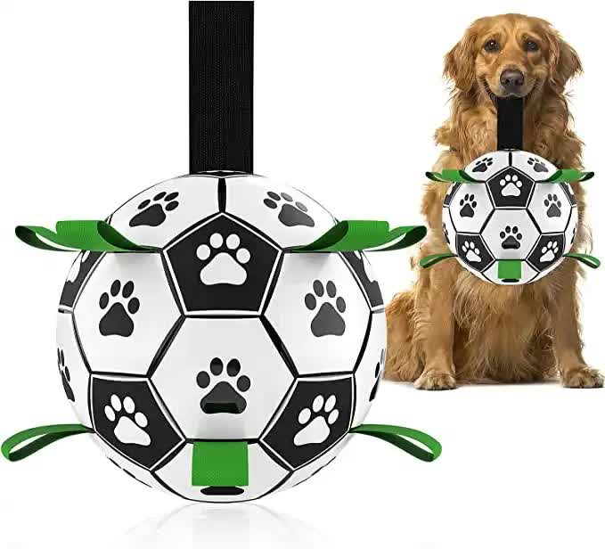 15*15cm Interactive Dog Soccer Ball with Rope | Outdoor Fetch & Tug Play for Dogs | Training & Exercise Pet Toy