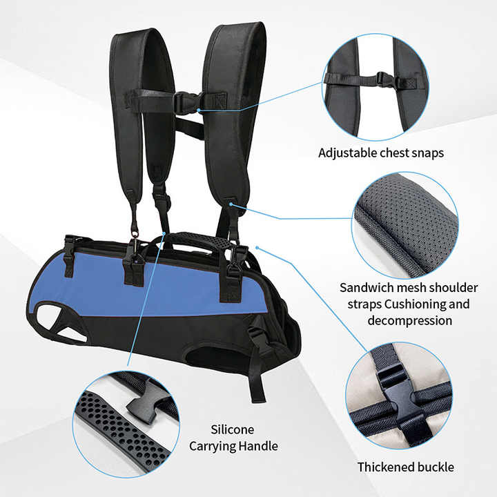 M Blue Multifunctional Pet Backpack with Adjustable Straps, Cycling Dog Backpack