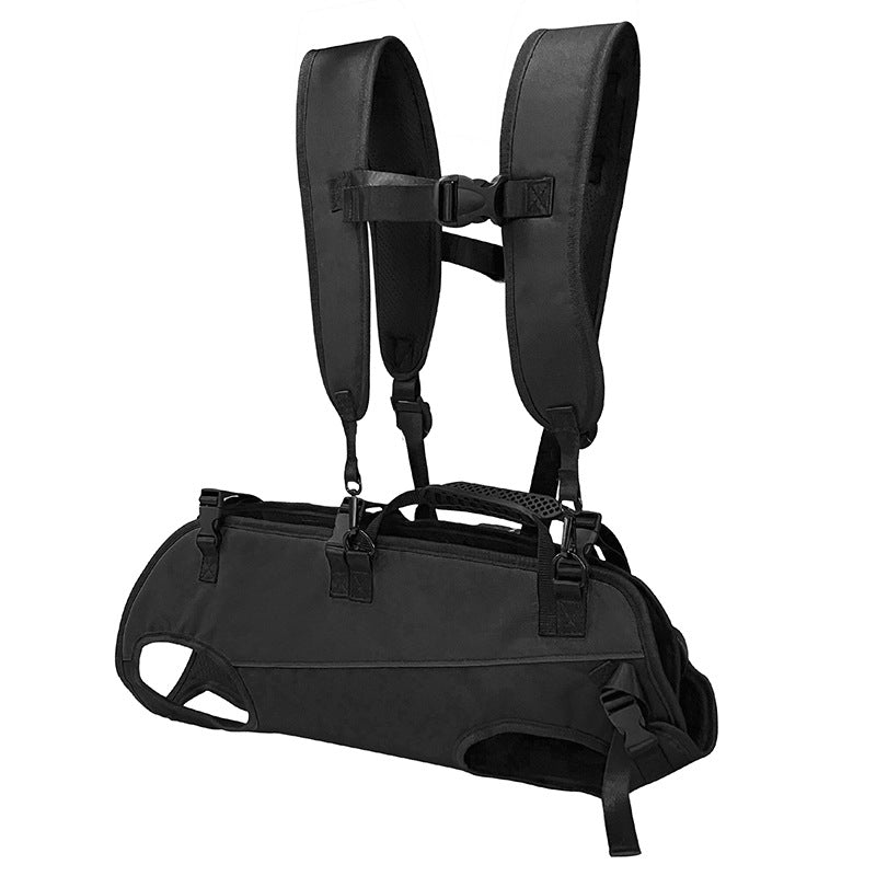 L Black Pet Backpack, Adjustable Straps, Outdoor Assist Walking, Cycling, Harness/Carrier