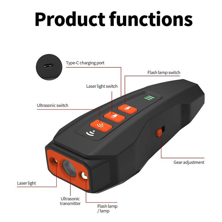 Ultrasonic Dog Bark Control Device, Rechargeable, LED Flashlight