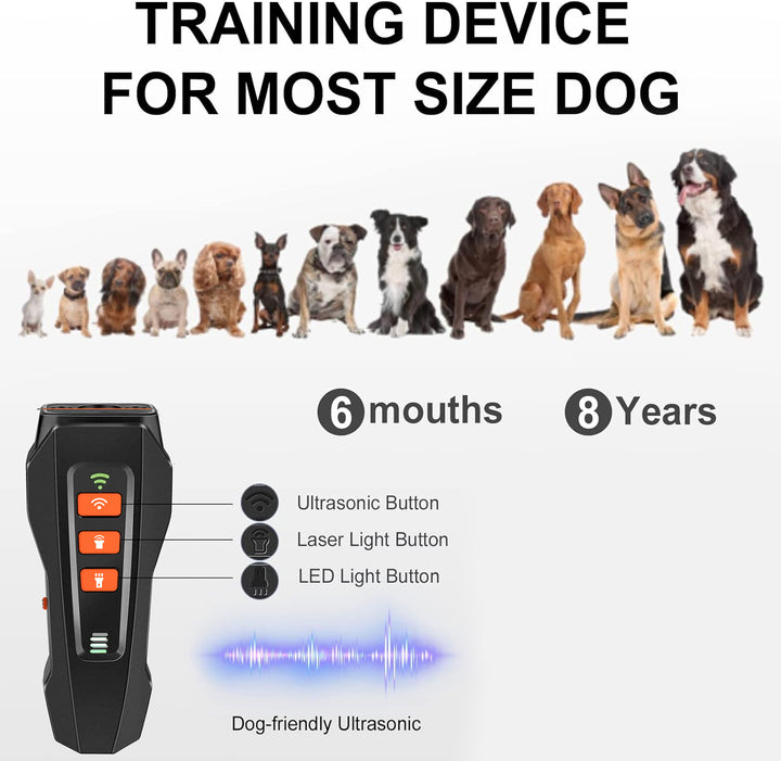 Ultrasonic Dog Bark Control Device, Rechargeable, LED Flashlight