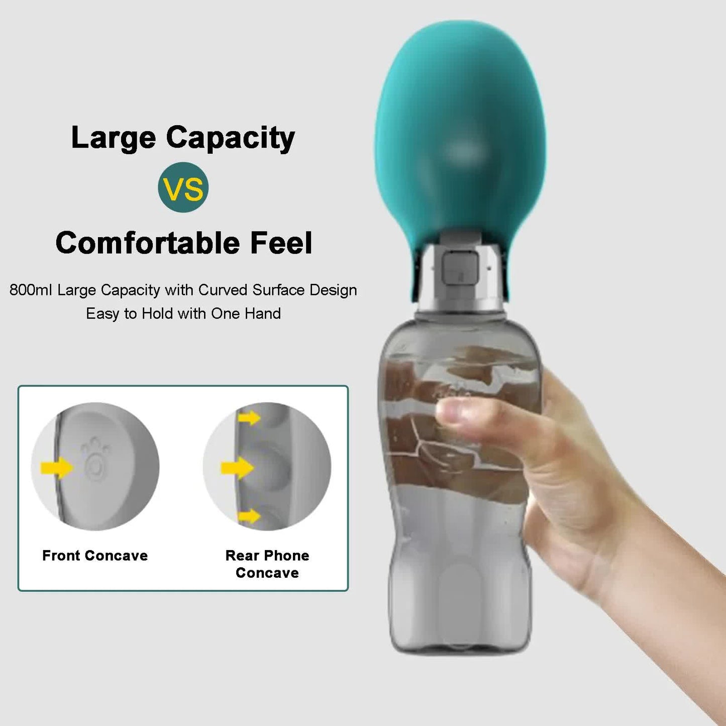 Portable, Foldable Pet Water Bottle - 800ml Capacity – Leakproof Hydration Dispenser