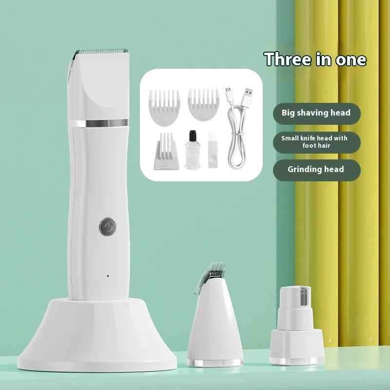 White 4-in-1 Pet Grooming Electric Clippers - Rechargeable Trimmer for Dogs & Cats