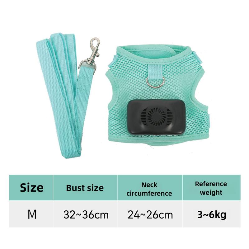 Green Pet Cooling Harness - Summer Relief for Small Dogs and Cats - M