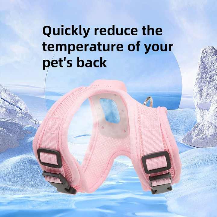 Green Pet Cooling Harness - Summer Relief for Small Dogs and Cats - M