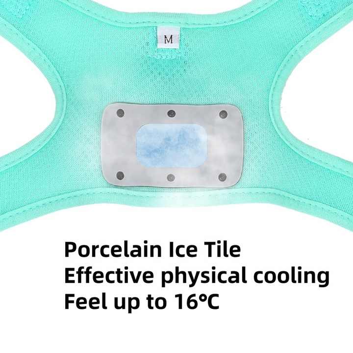 Green Pet Cooling Harness - Summer Relief for Small Dogs and Cats - M