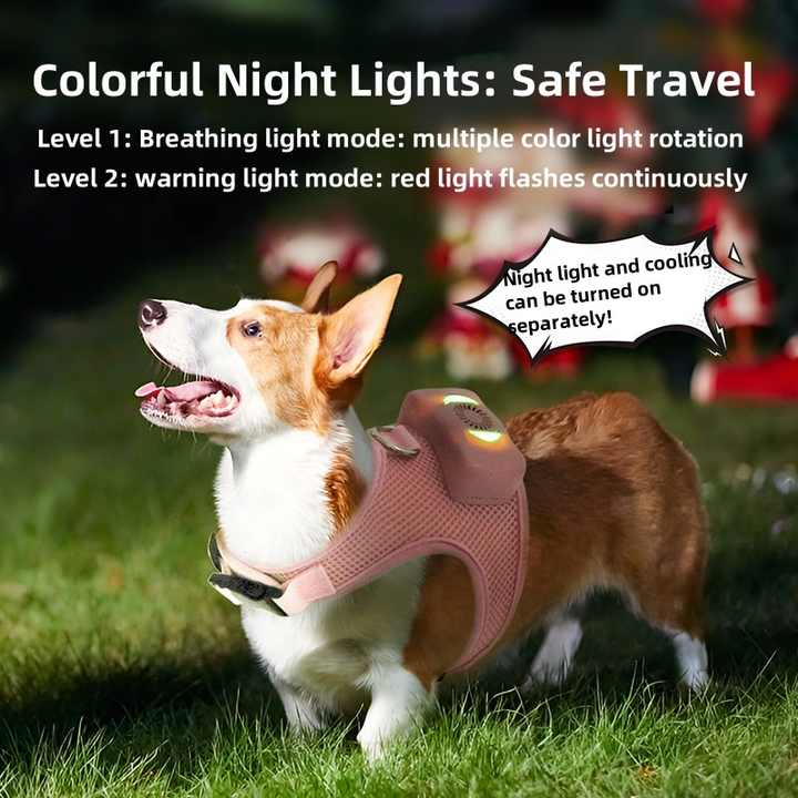 Green Pet Cooling Harness - Summer Relief for Small Dogs and Cats - M