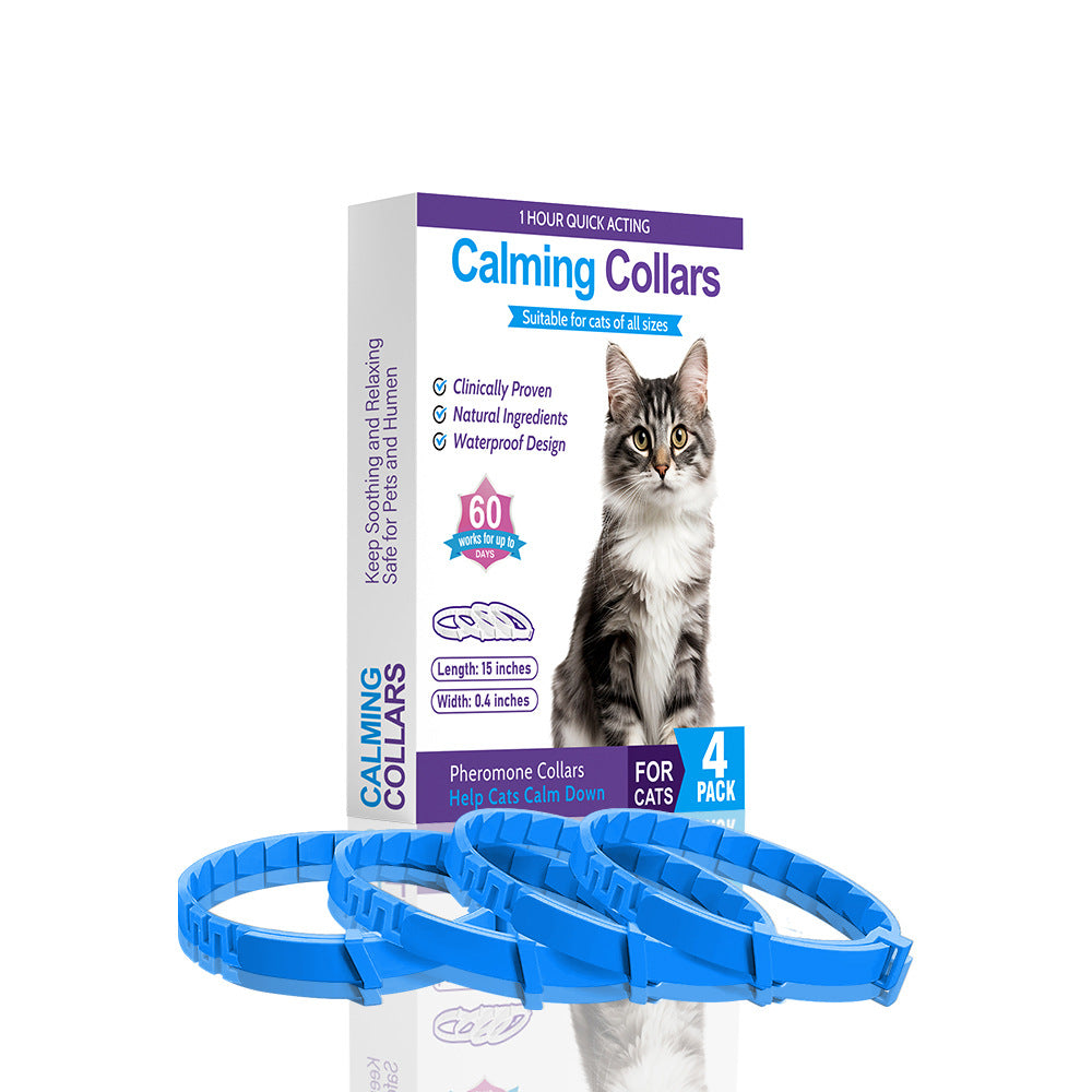Calming Collars for Cats - Anxiety Relief, Adjustable, 4 Pack