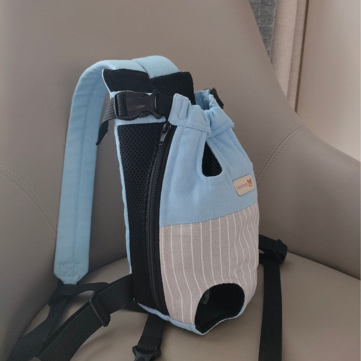 Size M Beige-Brown Patchwork Pet Backpack Dog/Cat Carrier