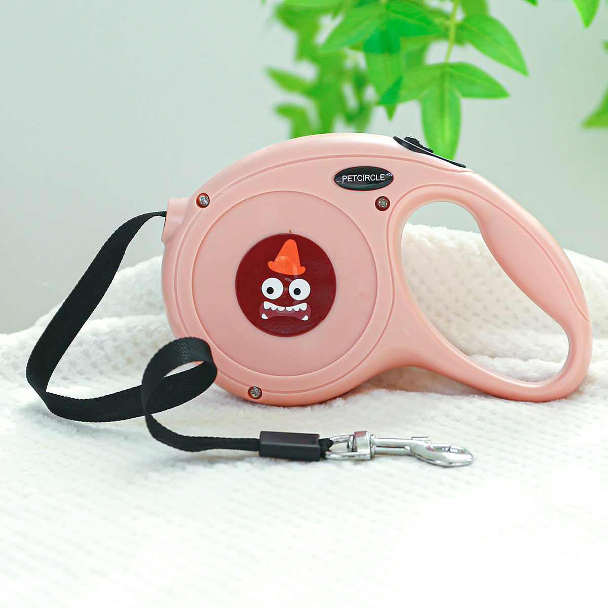 Pink Monster 5m Cartoon Retractable Dog Leash for Puppies - Durable, Tangle-Free