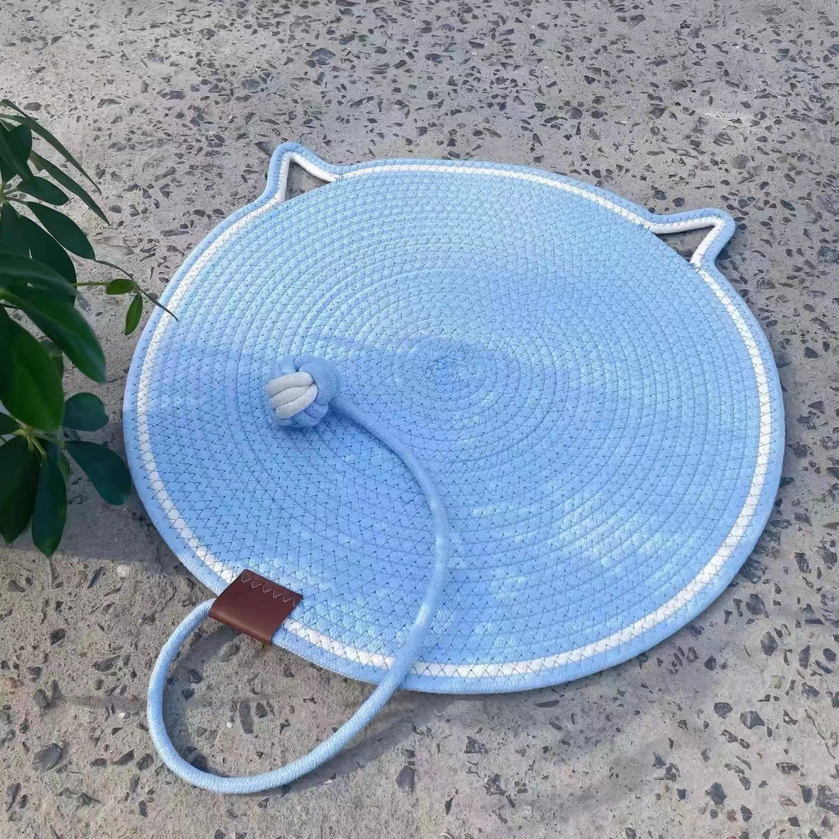 3 Pcs Blue Durable Cat Scratching Mat with Attached Toy Ball - Ideal for Scratching and Sleeping - 50cm Diameter
