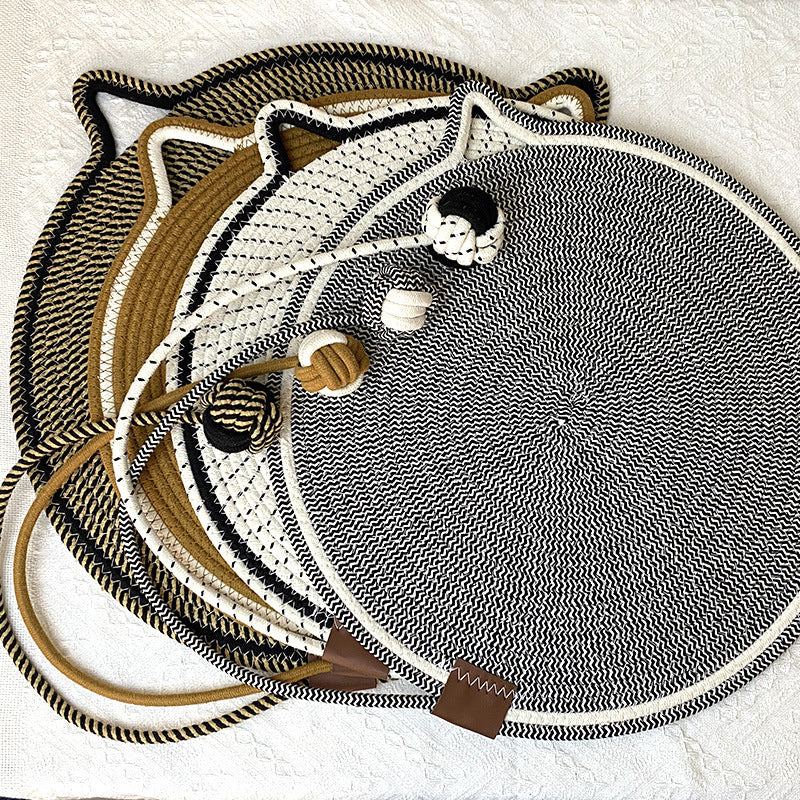 3 Pcs Blue Durable Cat Scratching Mat with Attached Toy Ball - Ideal for Scratching and Sleeping - 50cm Diameter