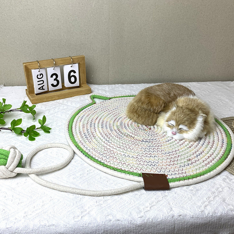 3 Pcs Blue Durable Cat Scratching Mat with Attached Toy Ball - Ideal for Scratching and Sleeping - 50cm Diameter