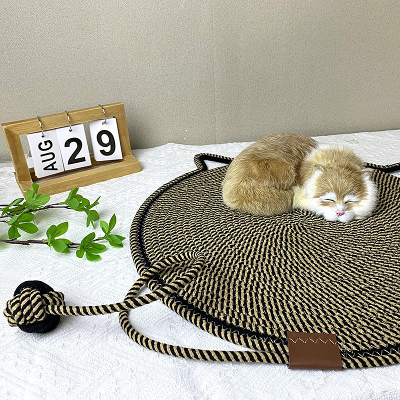 3 Pcs Blue Durable Cat Scratching Mat with Attached Toy Ball - Ideal for Scratching and Sleeping - 50cm Diameter