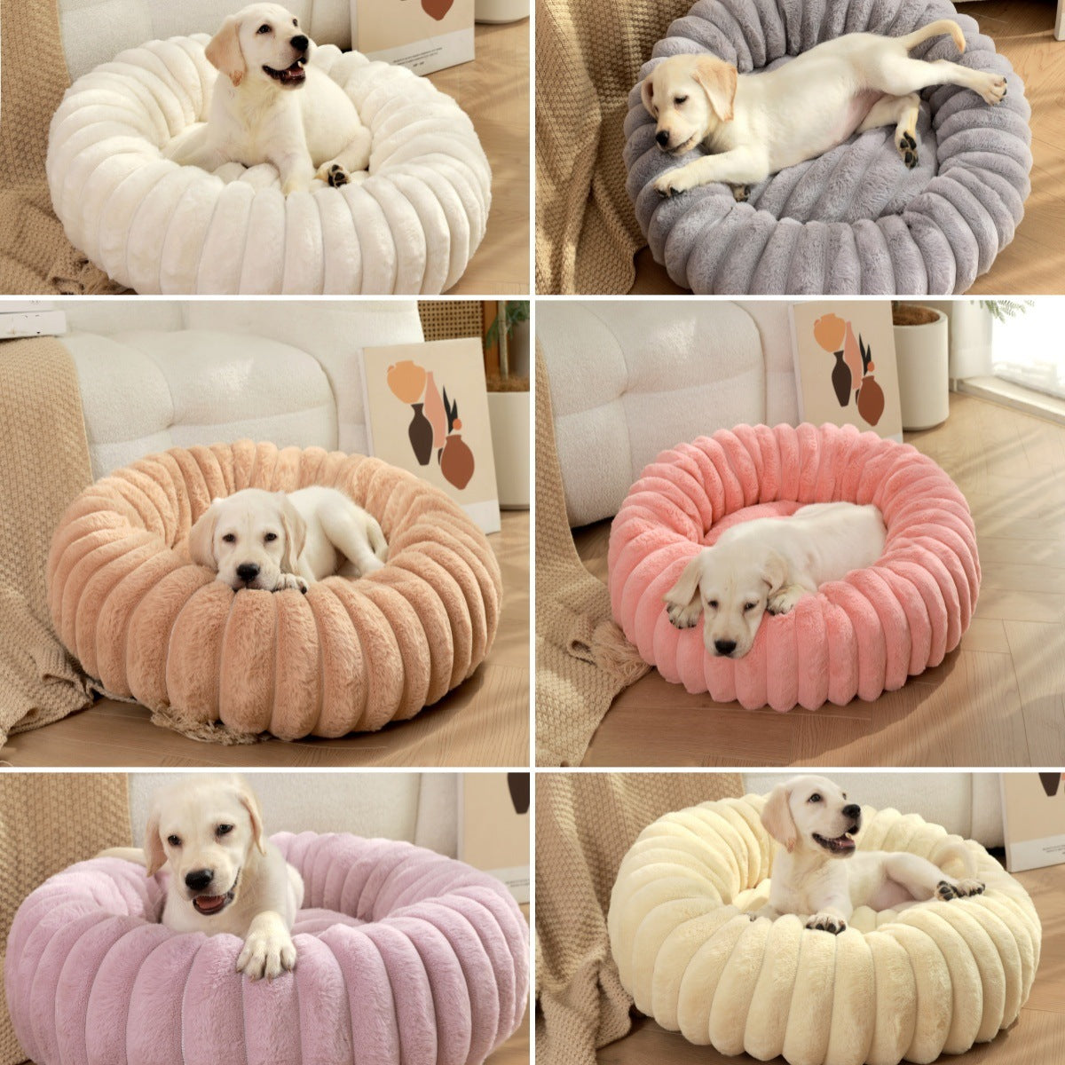Pink Plush Pet Bed - 40cm Round Dog & Cat Mat, Dog/Cat