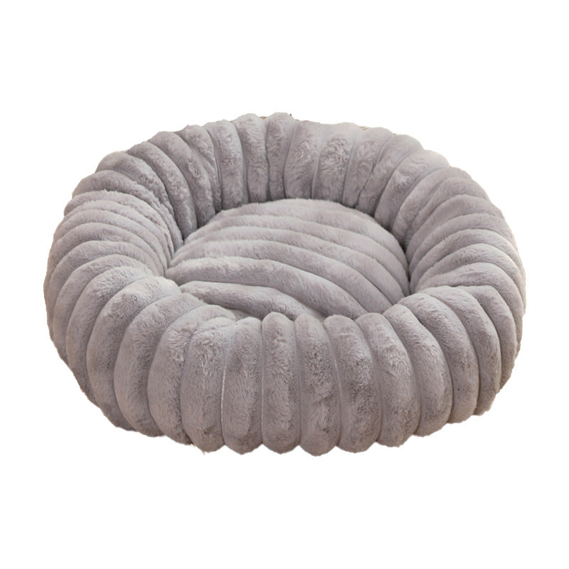 Pink Plush Pet Bed - 40cm Round Dog & Cat Mat, Dog/Cat