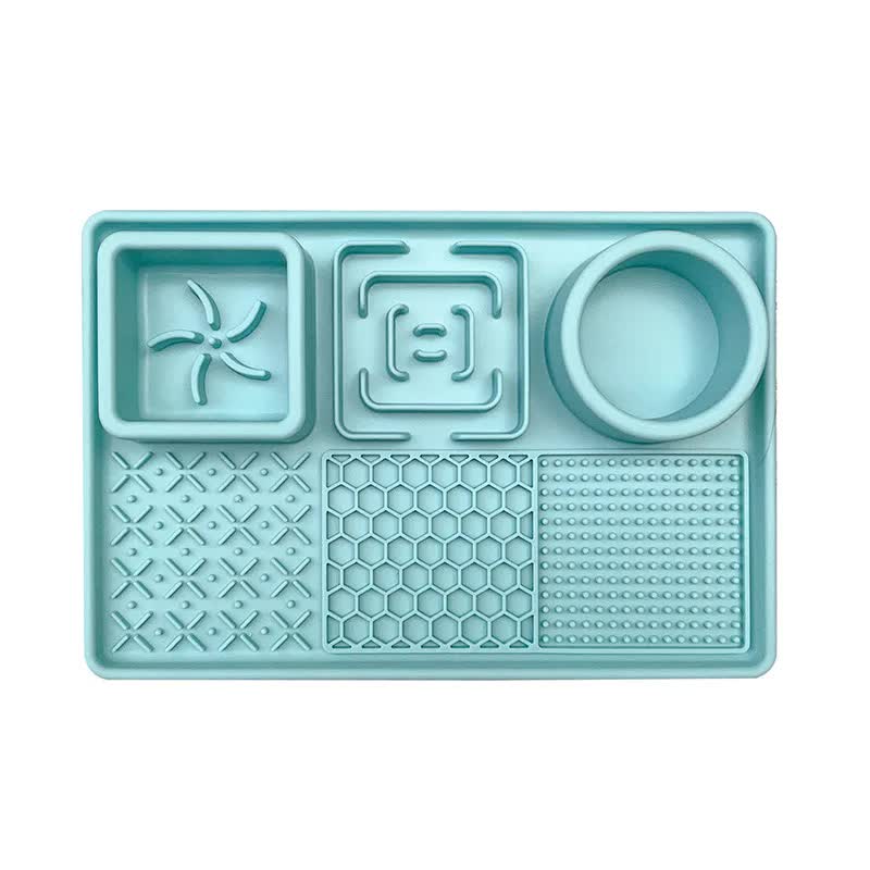 Blue Multi-Functional Dog Slow Feeder Lick Mat - Durable Food-Grade Silicone