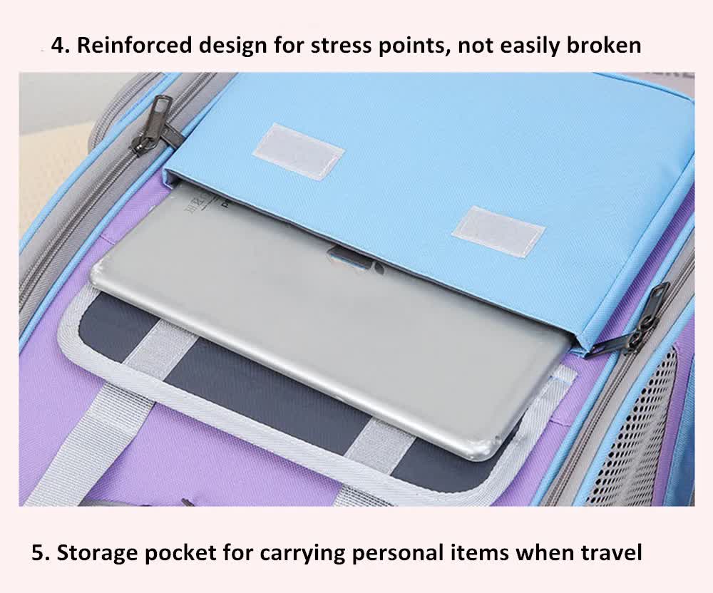 Orange Portable Pet Carrier Backpack - Spacious, Breathable, small dogs and cats