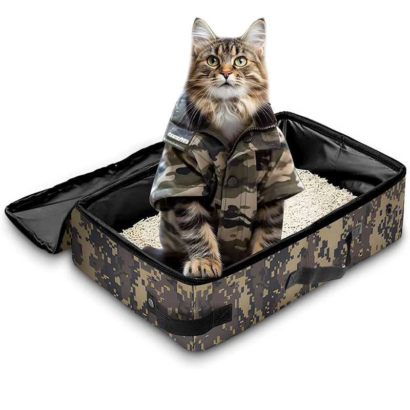 Camouflage, Portable, Foldable Cat Litter Box - Waterproof, Travel Litter for Cats