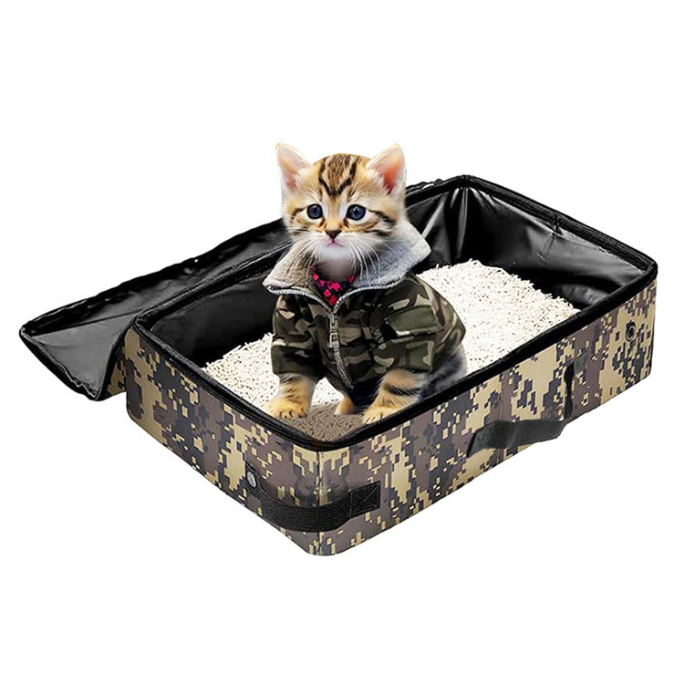Camouflage, Portable, Foldable Cat Litter Box - Waterproof, Travel Litter for Cats