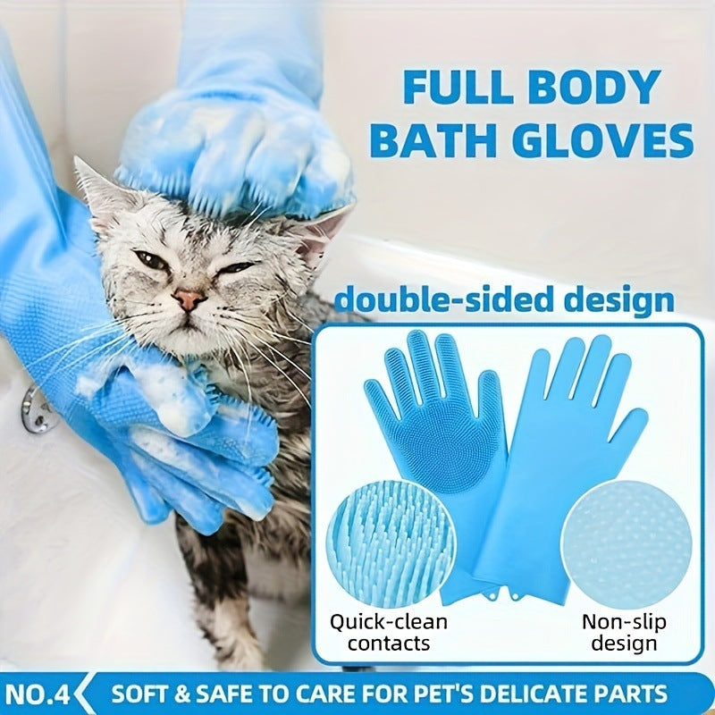 Blue 6-Piece Dog Grooming Bath Set - Microfibre Towels & Wash Mitts