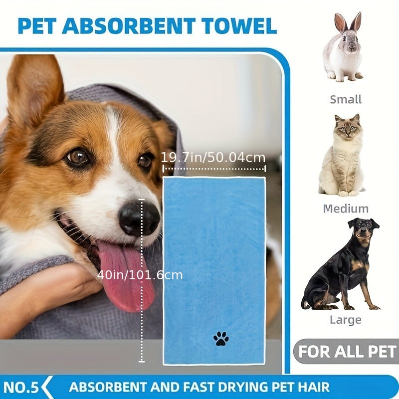 Blue 6-Piece Dog Grooming Bath Set - Microfibre Towels & Wash Mitts