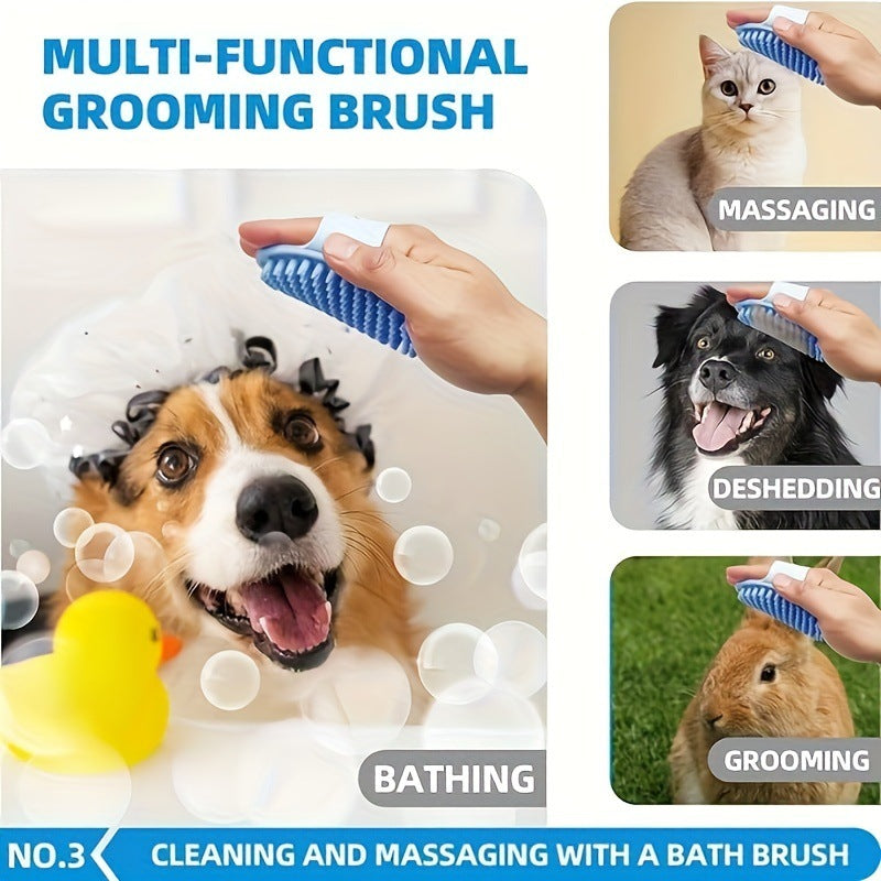 Blue 6-Piece Dog Grooming Bath Set - Microfibre Towels & Wash Mitts