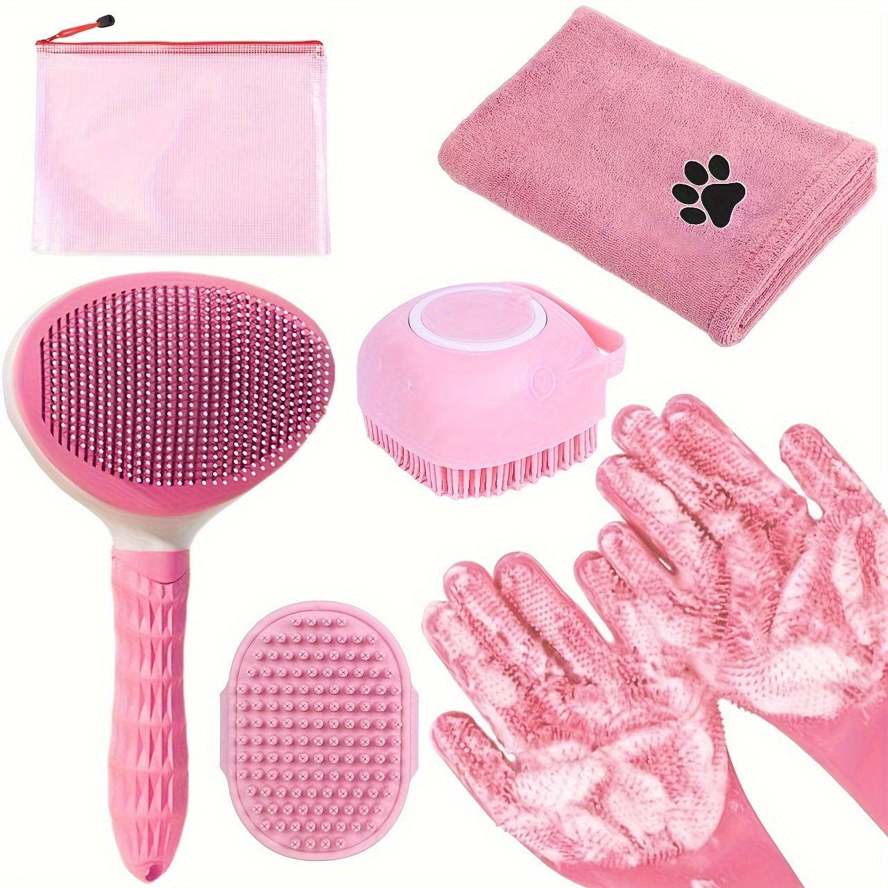 6-Piece Dog Bath Set - Absorbent Dog Drying Towels & Wash Mitts for Shiny Coats