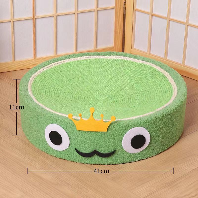 Green Fabric Frog, Cat Scratching Post, and Lounger - 41cm Scratch Proof Basin