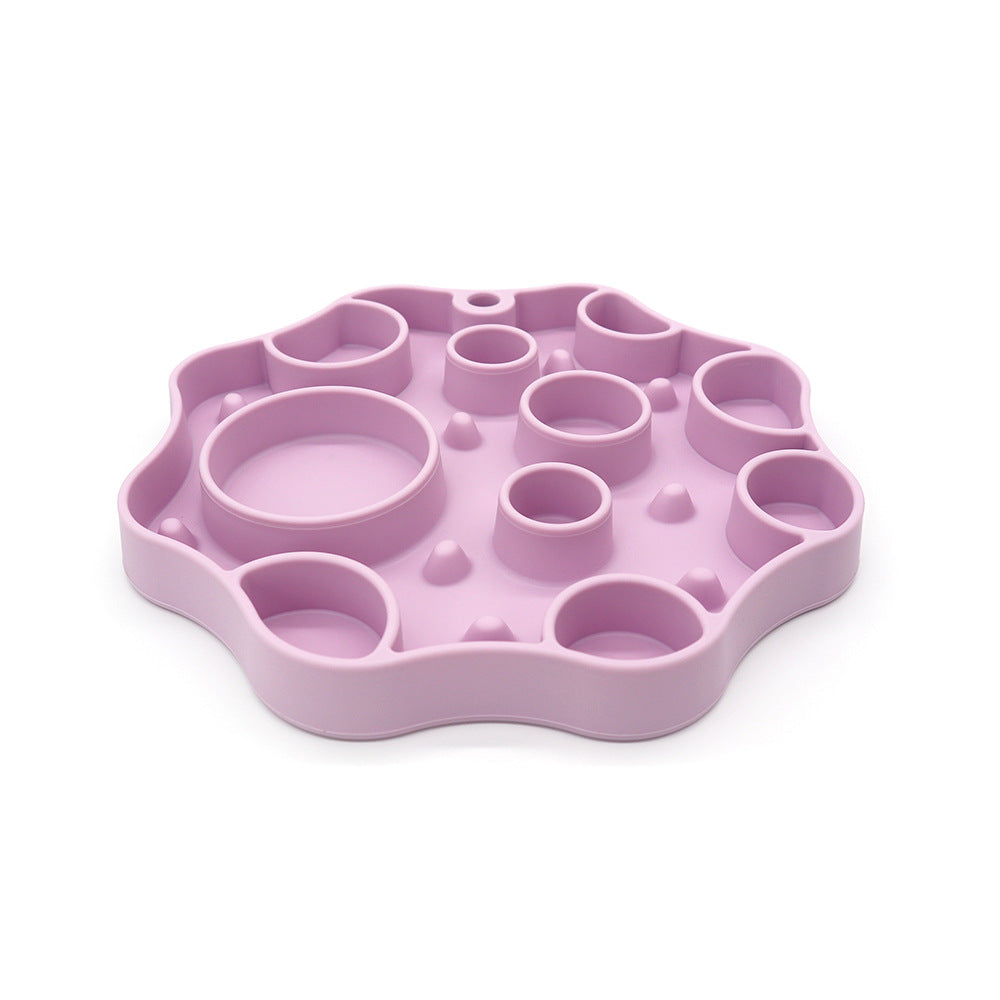 Silicone Dog Slow Feeder and Licking Mat - 2 in 1 Puzzle Bowl (Light purple)