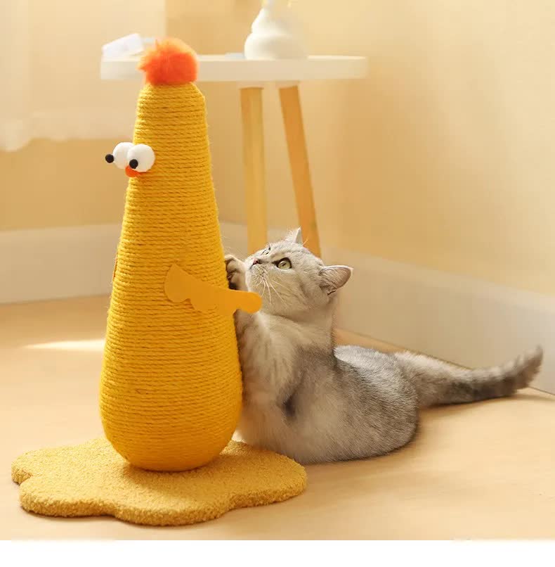 Yellow Cat Scratching Post - Durable, Sisal Toy