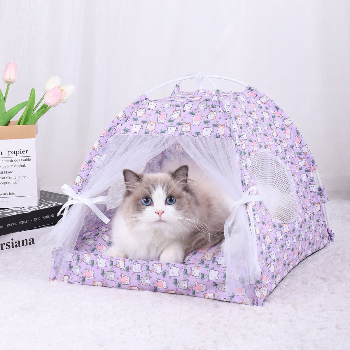 M 40*40CM Pet Cat Cooling Summer Pet Tent - Portable, Foldable, Breathable