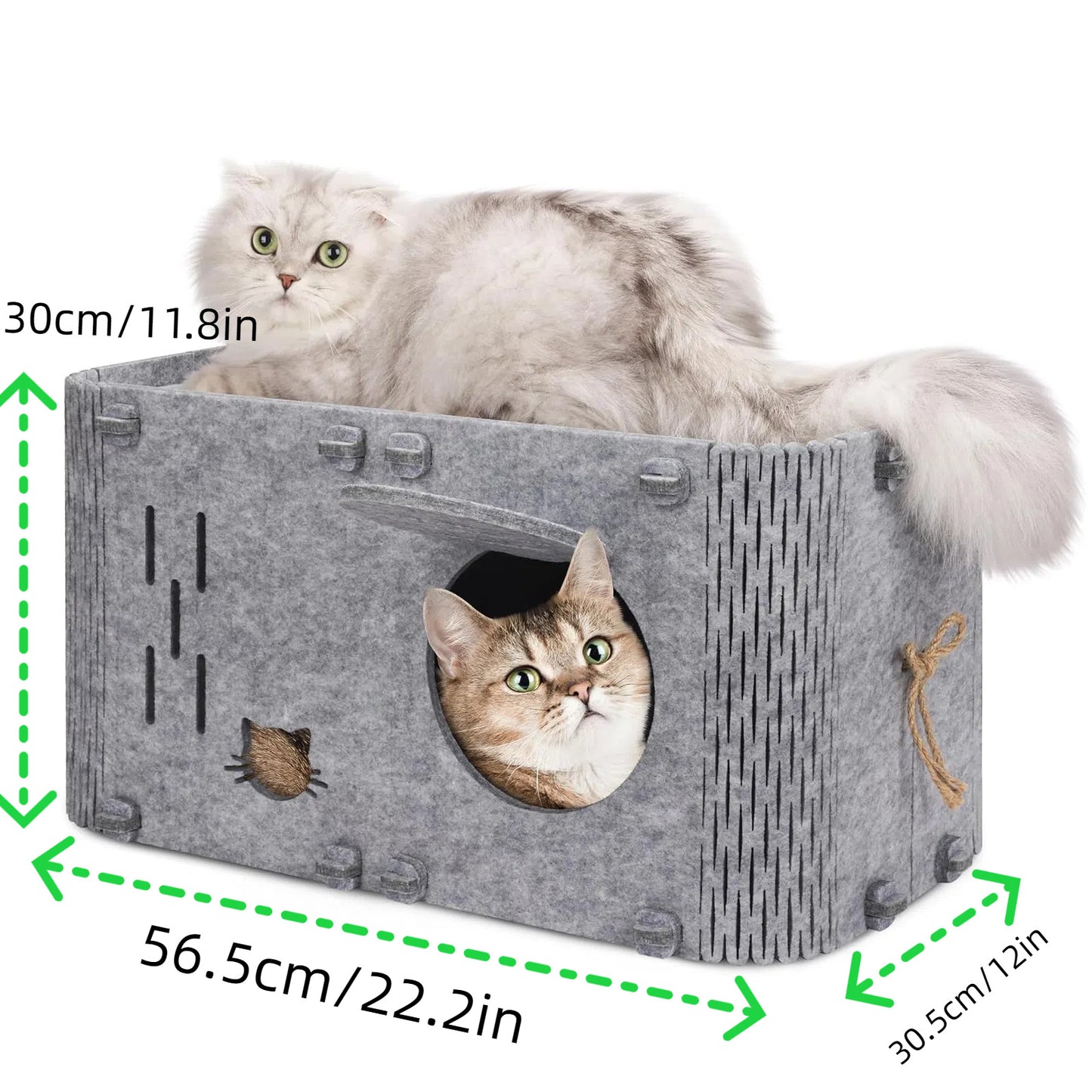 Felt Cat House - Detachable, Foldable Breathable Pet Bed, 45x35x35cm